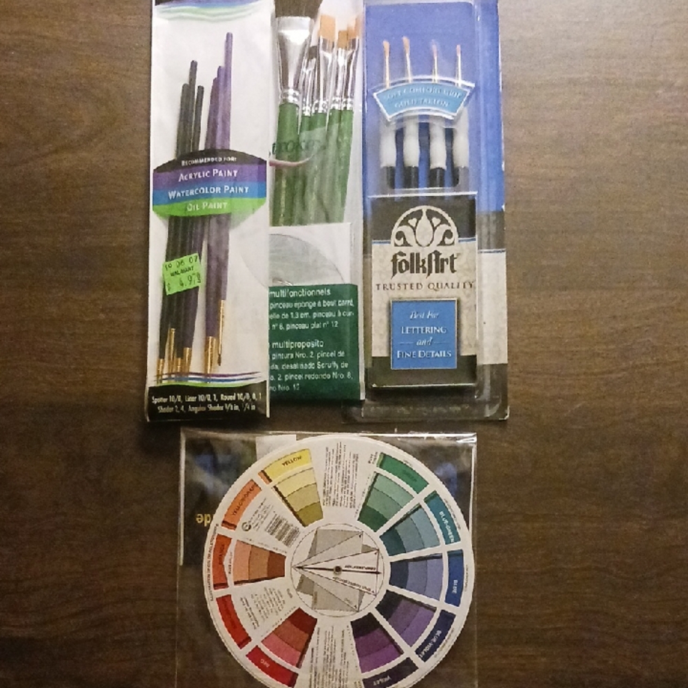 Folk Paint Brush Set with Color Wheel